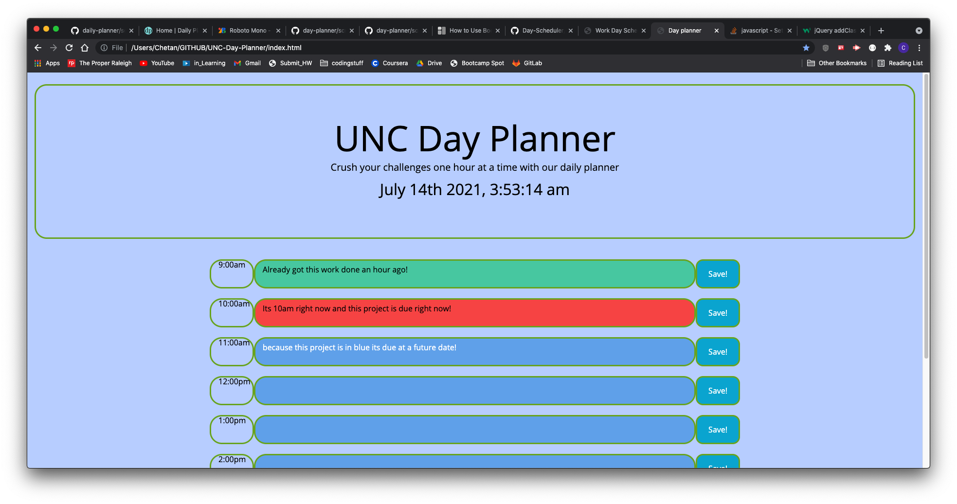 picture of a Daily planner project